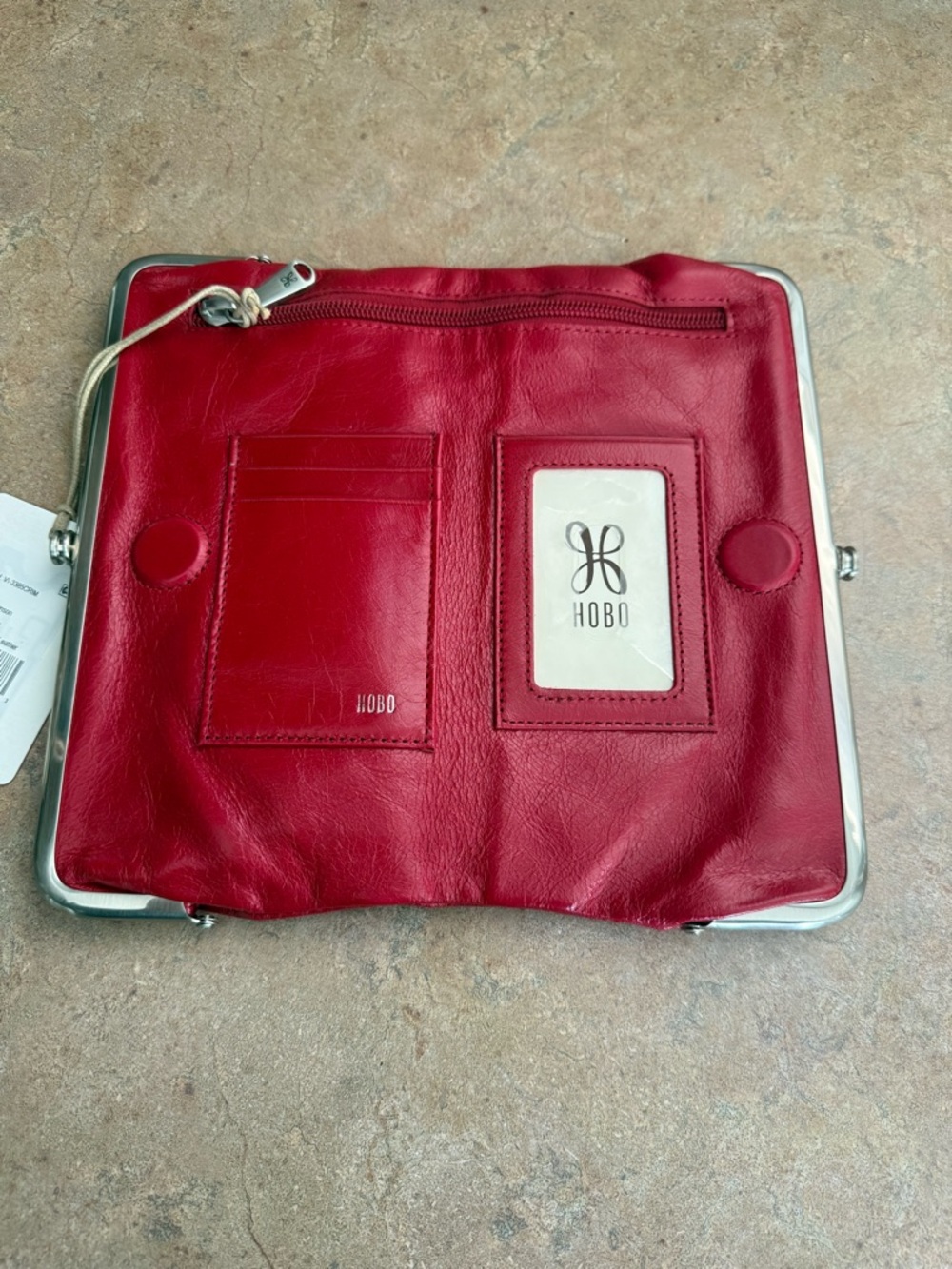 HOBO Lauren Red Leather Kiss-Frame Clutch - Picture 5 of 10